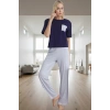 Pamuklu Örme Pijama Takımı Galaksi Desenli Regular Kalıp Günlük Kullanım İçin
