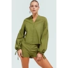 Pamuklu Oversize Bluz Şort Takım Dik Yaka Reglan Kol Yazlık Şık Görünüm Özel Tasarım