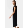 Pamuklu Rahat Kesim Midi T shirt Elbise Renk Ay Kol Düz Desen Modern Stil