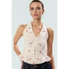 Pamuklu Terrycotton Crop Bluz Fitted Kalıp Biber Nakış Detaylı Kaliteli İşçilik