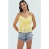 Pamuklu Viskoz Keten Görünümlü Bluz Yazlık Plaj Crop Rahat Trend Tasarım Seçkin Malzeme