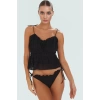 Pamuklu Viskoz Keten Görünümlü Bluz Yazlık Plaj Crop Rahat Trend Tasarım Seçkin Malzeme