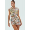 Pamuklu Yazlık Plaj Takımı Tropikal Desen Fitted Kalıp Özenle Seçilmiş Yüksek Kalite Modern Stil