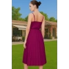 Pileli Midi Elbise Polyester Örme Yazlık Günlük Şık Özenle Seçilmiş Modern Stil Zarifane Tasarım