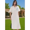 Plaj Elbisesi Maxi Boy %100 Pamuk Vual Dokuma Nakışlı Tasarım Rahat Ve Şık Uzun Ömürlü