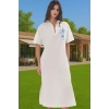 Plaj Elbisesi Maxi Boy %100 Pamuk Vual Dokuma Nakışlı Tasarım Rahat Ve Şık Uzun Ömürlü