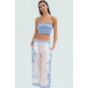 Plaj için Mükemmel Çiçek Desenli Terrycotton Kumaşlı Bluz Pantolon Takım Dayanıklı Malzeme