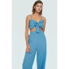 Plaj Şıklığı Crinkle Dokuma Bluz Pantolon Takımı Modern Stil Rahat Ve Şık Görünüm