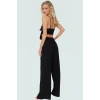 Plaj Şıklığı Crinkle Dokuma Bluz Pantolon Takımı Modern Stil Rahat Ve Şık Görünüm