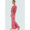 Plaj Şıklığı Dokuma Keten Karışımlı Rahat Pantolon Takım Trend Tasarım Modern Stil