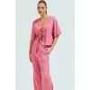 Plaj Şıklığı Dokuma Keten Karışımlı Rahat Pantolon Takım Trend Tasarım Modern Stil