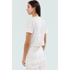 Plaj Şıklığı İçin Crop Bluz Etek Takım Dokuma Poplin Kumaş Modern Stil Dayanıklı Malzeme