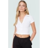 Polo Yaka Kısa Kollu Crop Bluz Pamuk Polyester Örme Yazlık Dayanıklı Malzeme Seçkin