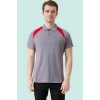 Polo Yaka Tişört GriKırmızı Detaylar İş Güvenliği Vancelya shirt Nefes Alabilir Şık Rahat Günlük