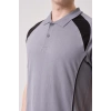 Polo Yaka Tişört GriKırmızı Detaylar İş Güvenliği Vancelya shirt Nefes Alabilir Şık Rahat Günlük