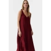 Polyester Aerobin Dokuma Midi Elbise V Yaka Shift Kalıp Modern Stil