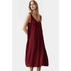 Polyester Aerobin Dokuma Midi Elbise V Yaka Shift Kalıp Modern Stil