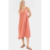 Polyester Aerobin Dokuma Midi Elbise V Yaka Shift Kalıp Modern Stil