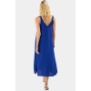 Polyester Aerobin Dokuma Midi Elbise V Yaka Shift Kalıp Modern Stil