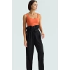 Polyester Dokuma Bluz Pantolon Takım Yüksek Bel Yazlık Casual Rahat Kullanım Kalite