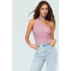 Polyester Elastan Bluz Bağlamalı Asimetrik Yaka Kolsuz Fitted Kalıp Yazlık
