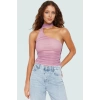 Polyester Elastan Bluz Bağlamalı Asimetrik Yaka Kolsuz Fitted Kalıp Yazlık