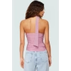 Polyester Elastan Bluz Bağlamalı Asimetrik Yaka Kolsuz Fitted Kalıp Yazlık