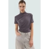 Polyester Elastan Örme Bluz Dik Yaka Fitted Kısa Kollu Yazlık Yüksek Kalite Rahat Kullanım