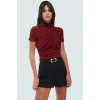 Polyester Elastan Örme Bluz Dik Yaka Fitted Kısa Kollu Yazlık Yüksek Kalite Rahat Kullanım