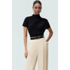 Polyester Elastan Örme Bluz Dik Yaka Fitted Kısa Kollu Yazlık Yüksek Kalite Rahat Kullanım