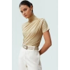 Polyester Elastan Örme Bluz Dik Yaka Fitted Kısa Kollu Yazlık Yüksek Kalite Rahat Kullanım