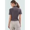 Polyester Elastan Örme Bluz Dik Yaka Fitted Kısa Kollu Yazlık Yüksek Kalite Rahat Kullanım