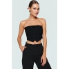 Polyester Karışımlı Straplez Fitted Crop Bluz Yazlık Şıklık Premium Kalite Kaliteli İşçilik