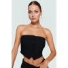 Polyester Karışımlı Straplez Fitted Crop Bluz Yazlık Şıklık Premium Kalite Kaliteli İşçilik