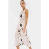 Polyester Mat Saten A Line Maxi Elbise Animal Desenli Günlük Kullanım İçin Modern Stil