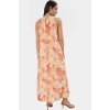 Polyester Maxi Elbise Düz Kesim Tropikal Desen Bisiklet Yaka Yaz Koleksiyonu Mükemmel Uyum