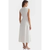 Polyester Midi Elbise A line Kesim Kolsuz Bel Detayı Finike Dokuma Dayanıklı Malzeme