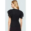 Polyester Örme Bluz Fitted V Yaka Tül Detaylı Kollar Design Koleksiyonu Trend Tasarım