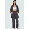 Polyester Örme Kadın Kimono Pantolon Takım Günlük Şıklık İçin Rahat Kullanım Seçkin Malzeme