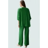 Polyester Örme Kadın Kimono Pantolon Takım Günlük Şıklık İçin Rahat Kullanım Seçkin Malzeme