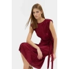 Polyester Örme Kumaş Midi Elbise Shift Kalıp Bisiklet Yaka Vatkalı Uzun Ömürlü