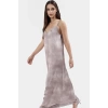 Polyester Saten Maxi Elbise Geniş Kesim V Yaka Soyut Desen Yazlık Modern Stil Seçkin Malzeme