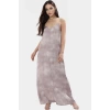 Polyester Saten Maxi Elbise Geniş Kesim V Yaka Soyut Desen Yazlık Modern Stil Seçkin Malzeme