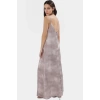 Polyester Saten Maxi Elbise Geniş Kesim V Yaka Soyut Desen Yazlık Modern Stil Seçkin Malzeme