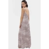 Polyester Saten Maxi Elbise Geniş Kesim V Yaka Soyut Desen Yazlık Modern Stil Seçkin Malzeme