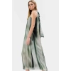 Polyester Şifon Maxi Elbise Dik Yaka Kolsuz Soyut Desen Boy Relaxed Fit Mükemmel Uyum