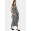Polyester Şifon Maxi Elbise Dik Yaka Kolsuz Soyut Desen Boy Relaxed Fit Mükemmel Uyum