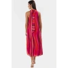 Polyester Şifon Maxi Elbise Dik Yaka Kolsuz Soyut Desen Boy Relaxed Fit Mükemmel Uyum