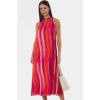 Polyester Şifon Maxi Elbise Dik Yaka Kolsuz Soyut Desen Boy Relaxed Fit Mükemmel Uyum