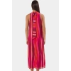 Polyester Şifon Maxi Elbise Dik Yaka Kolsuz Soyut Desen Boy Relaxed Fit Mükemmel Uyum